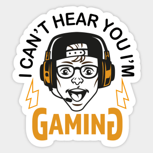 Can't Hear You I'm Gaming Video Gamer Headset Funny Sticker